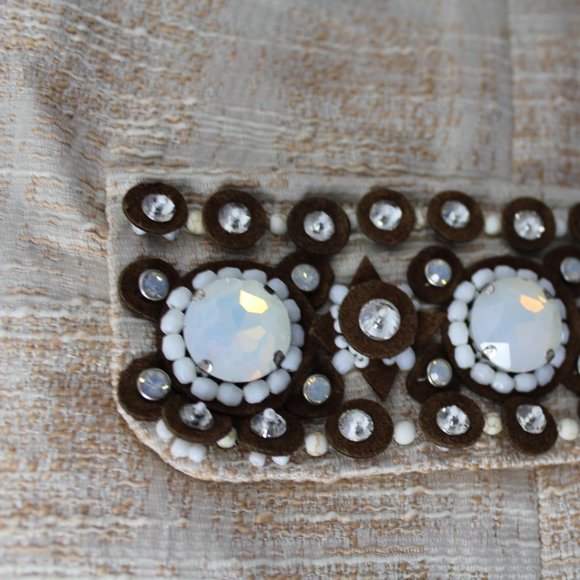 Tory Burch Jillian Ivory Embellished jeweled women's Tunic Top sz 6 - Picture 8 of 14